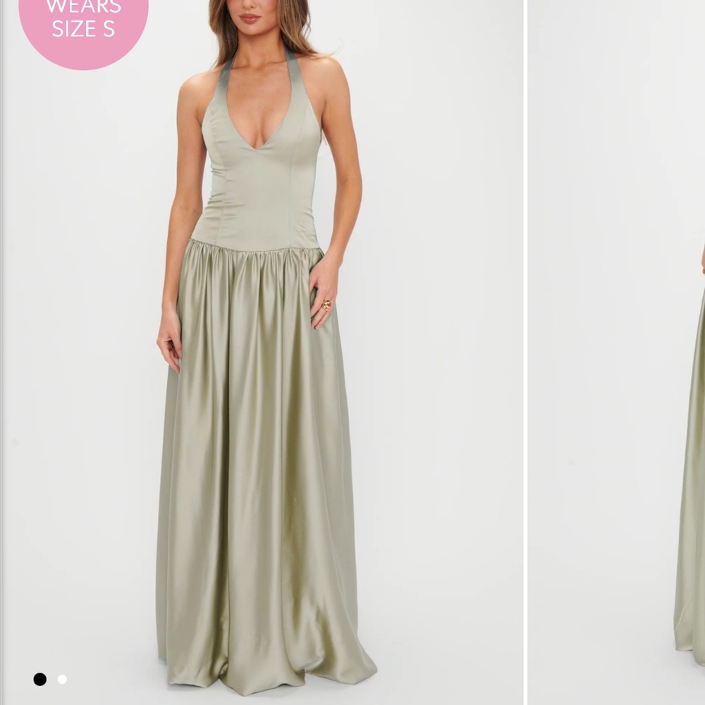 Show Me Your MuMu Eliza Maxi Moss Green Luxe Satin
